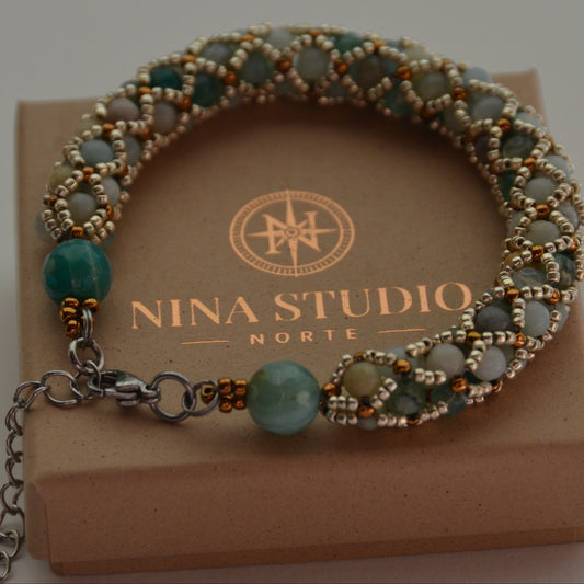 Agate and amazonite bracelet
