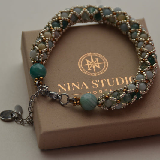 Agate and amazonite bracelet